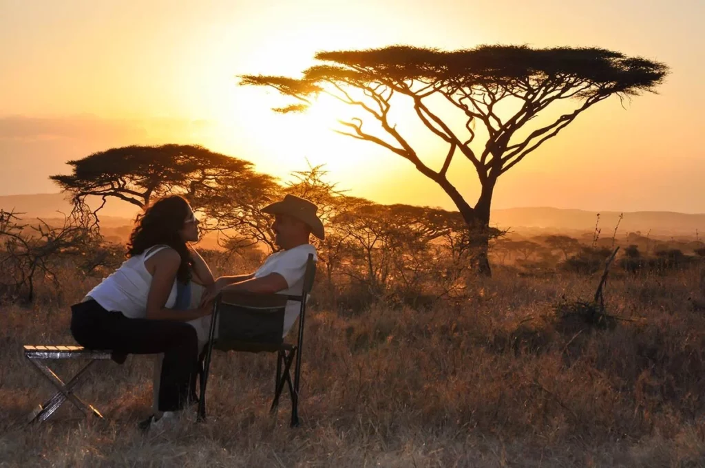 Enjoying a sundowner in Kenya
