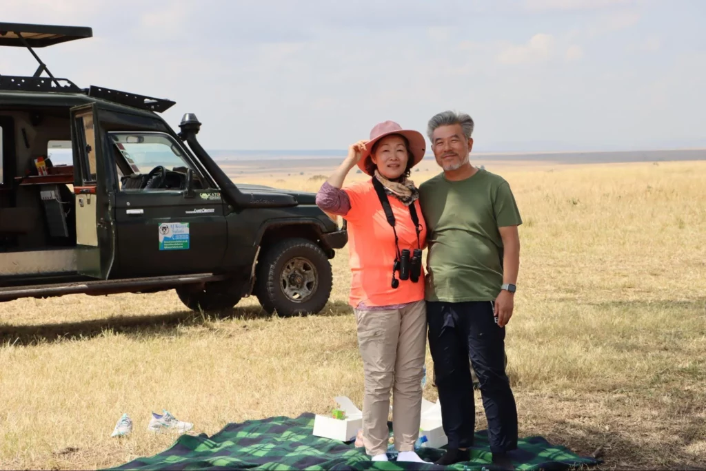 Seniors safari in Kenya - couple traveling