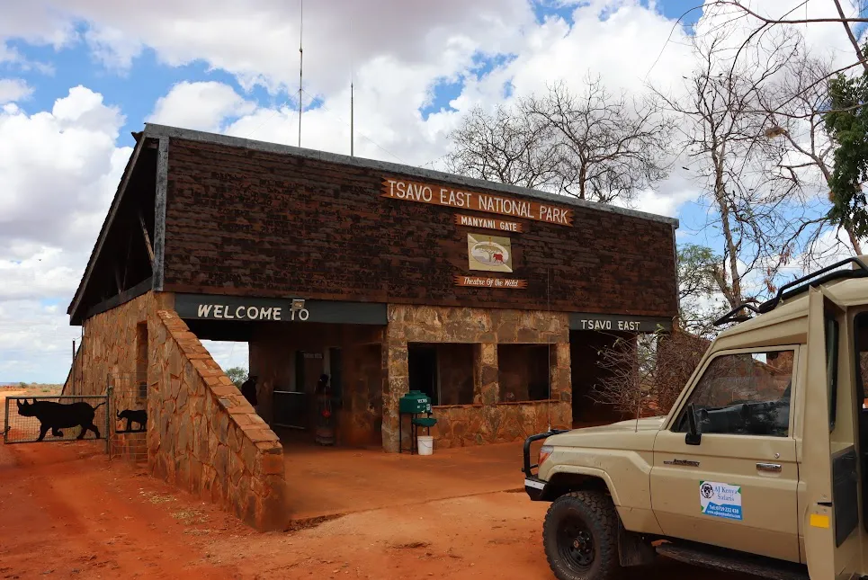 Tsavo East National Car - vehicle at gate