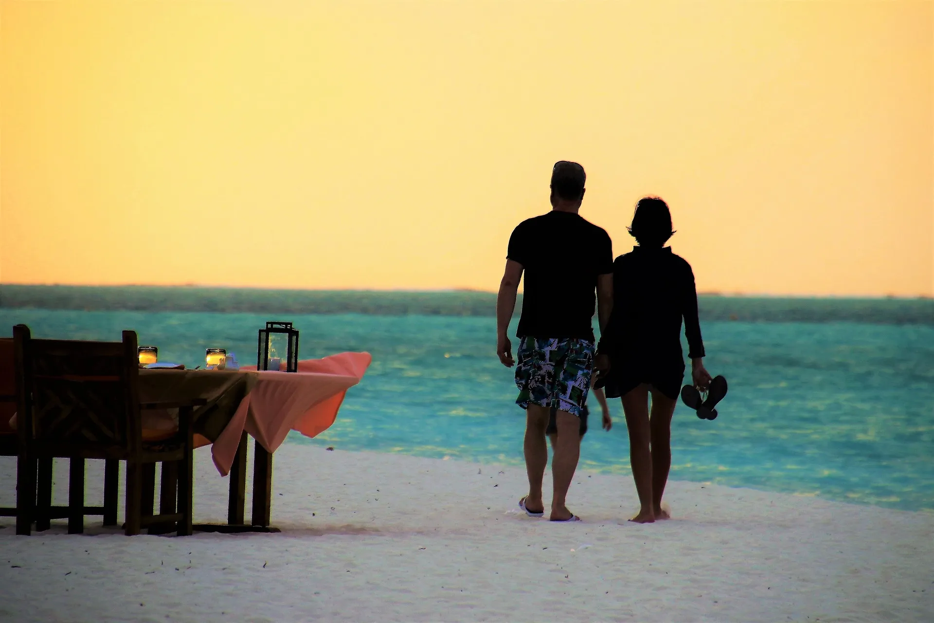 Romantic dinner during a honeymoon