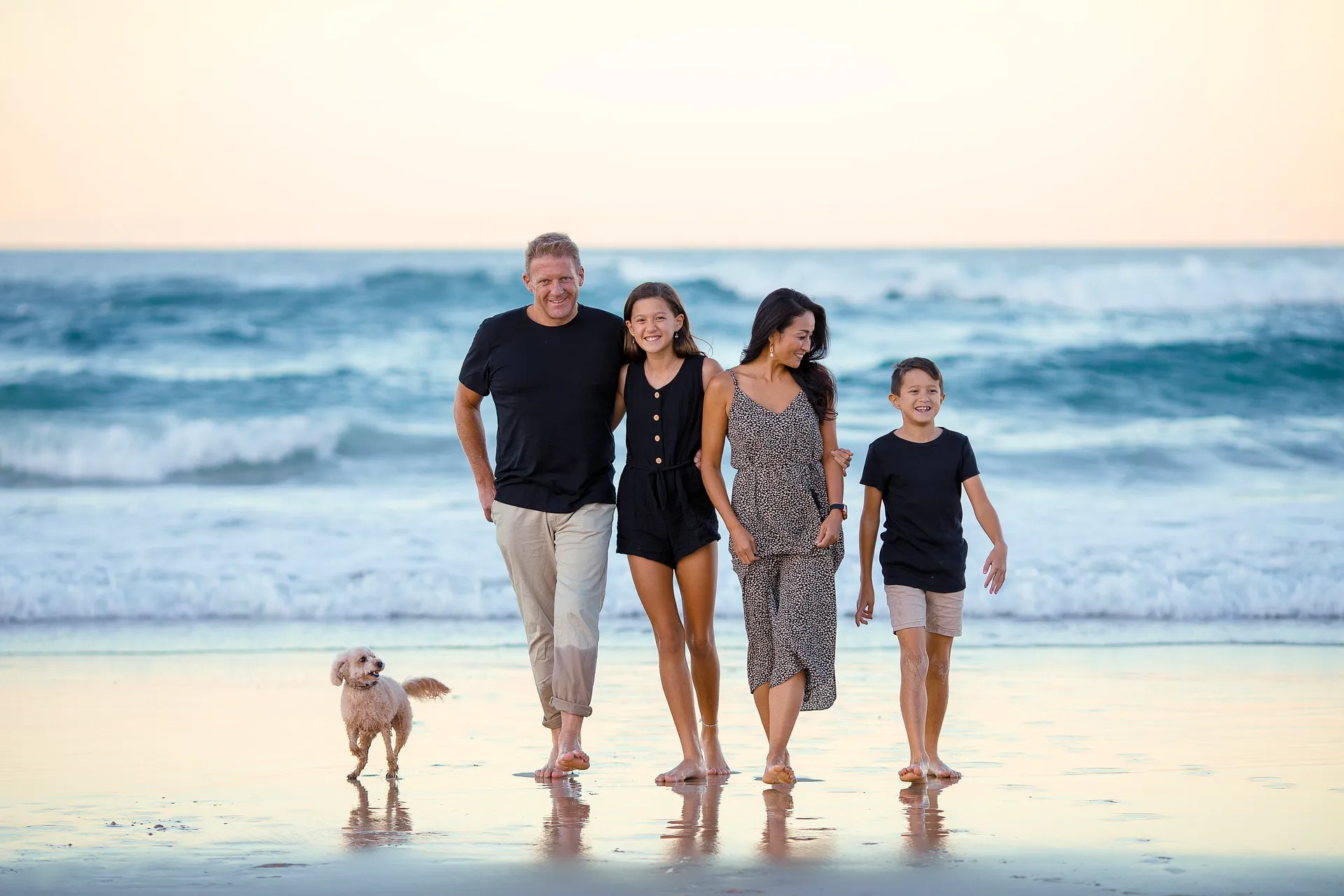 Family tour at the beach