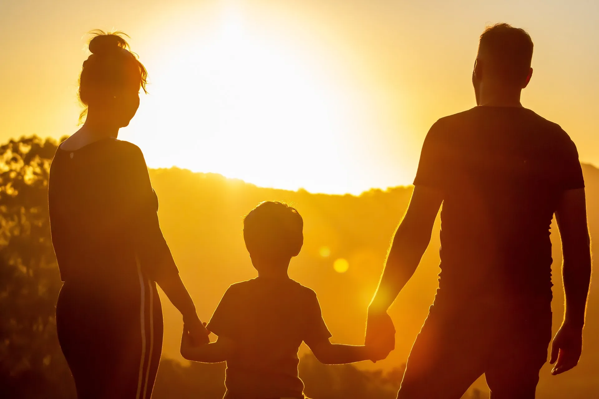 enjoying sunrise during a family tour